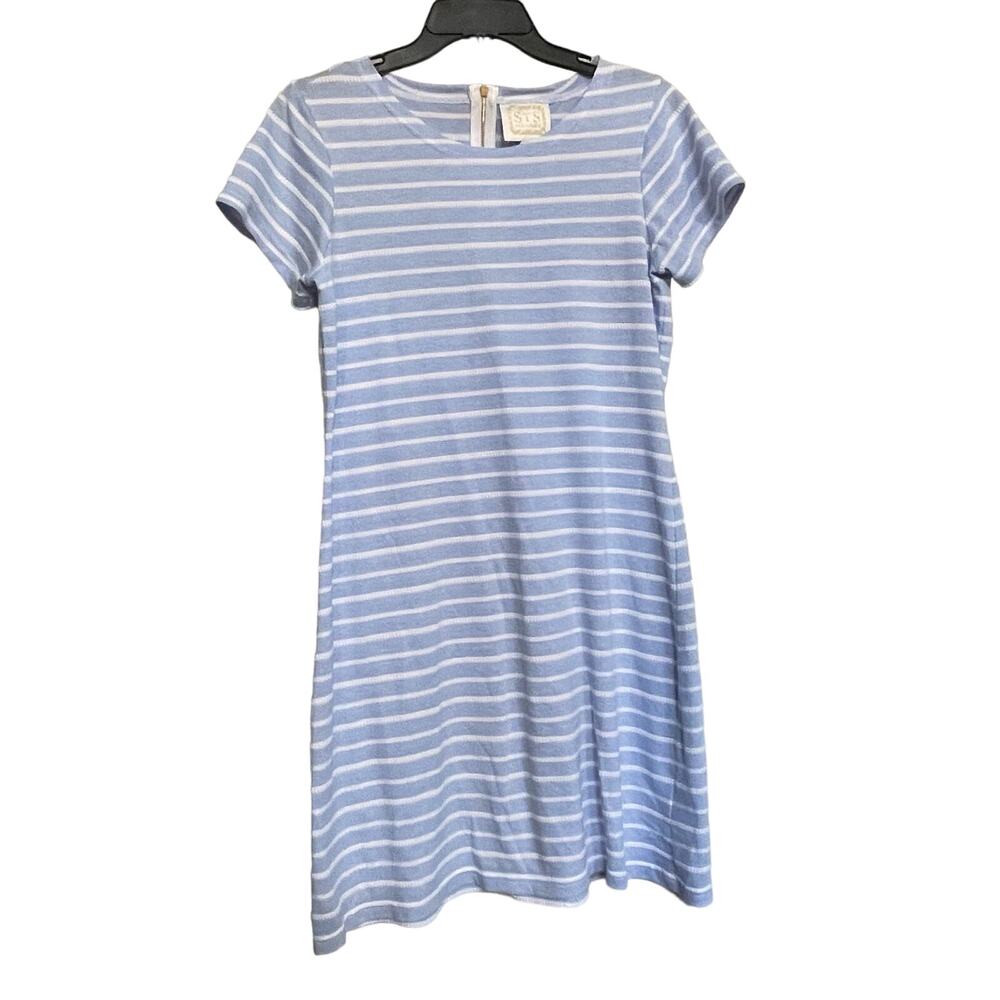 STS Sail to Sable Dress Striped Shift Blue White Sailor Nautical Sz M Stretch